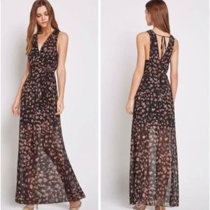 BCBGeneration Sheer Black Maxi Dress Star Print Size 8